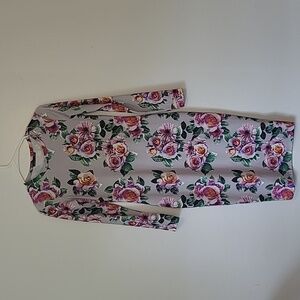 Zara Floral with Roses Midi Dress Figure Hugging Poly/Elastine Size Med